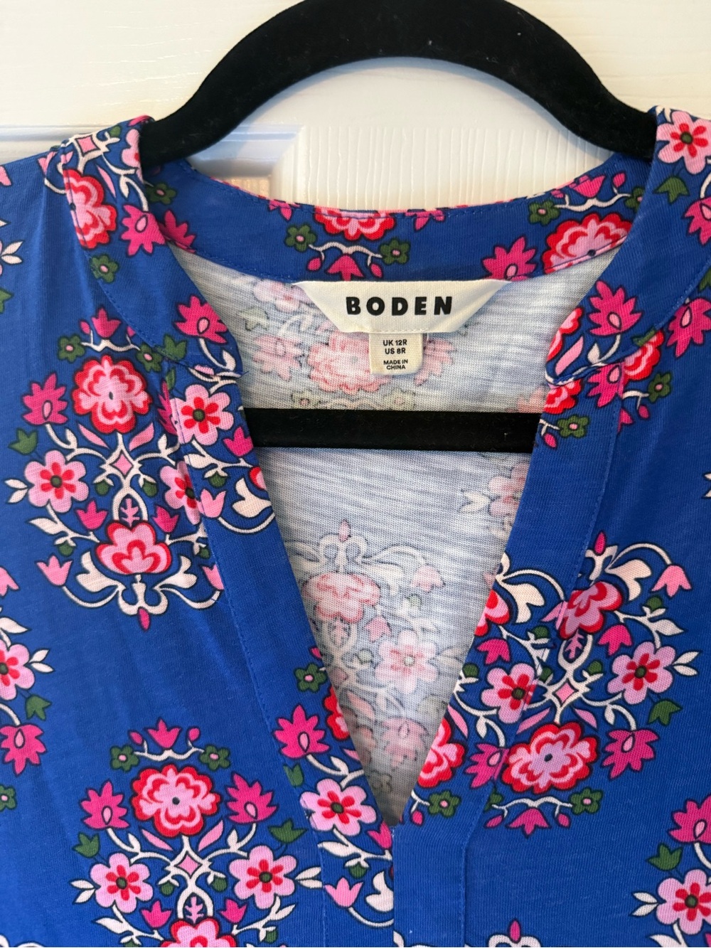 Biden Blue Dress with Pink Floral Print - Picture 3 of 6